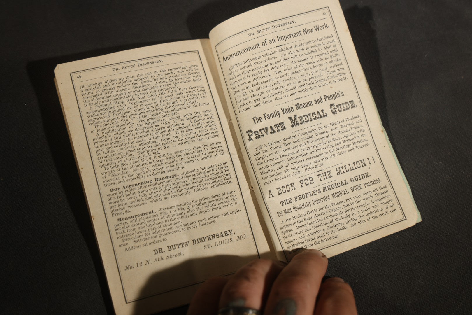 Antique Medical Advice Pamphlet, Dr. Butts' Dispensary, Sexual and Chronic Diseases, St. Louis Missouri, Patent Medicine Ads