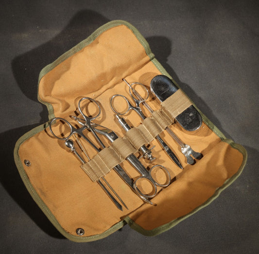 Vintage Surgical Field Kit with Assorted Medical Instruments, Adams, Germany, Canvas Case