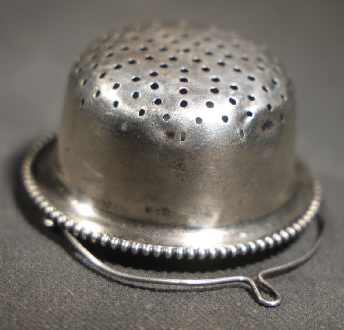 Vintage Sterling Silver Tea Strainer with Beaded Edge, Approximately 0.5 Troy Ounces