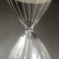 Lot 033 - Vintage Hand Blown Glass Hourglass Timer with Ribbed Bulbs and black Sand, 8" H