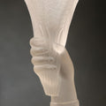 Lot 034 - Antique Frosted Glass Hand and Cornucopia Centennial 1876 Commemorative Vase, note chips, 7" H