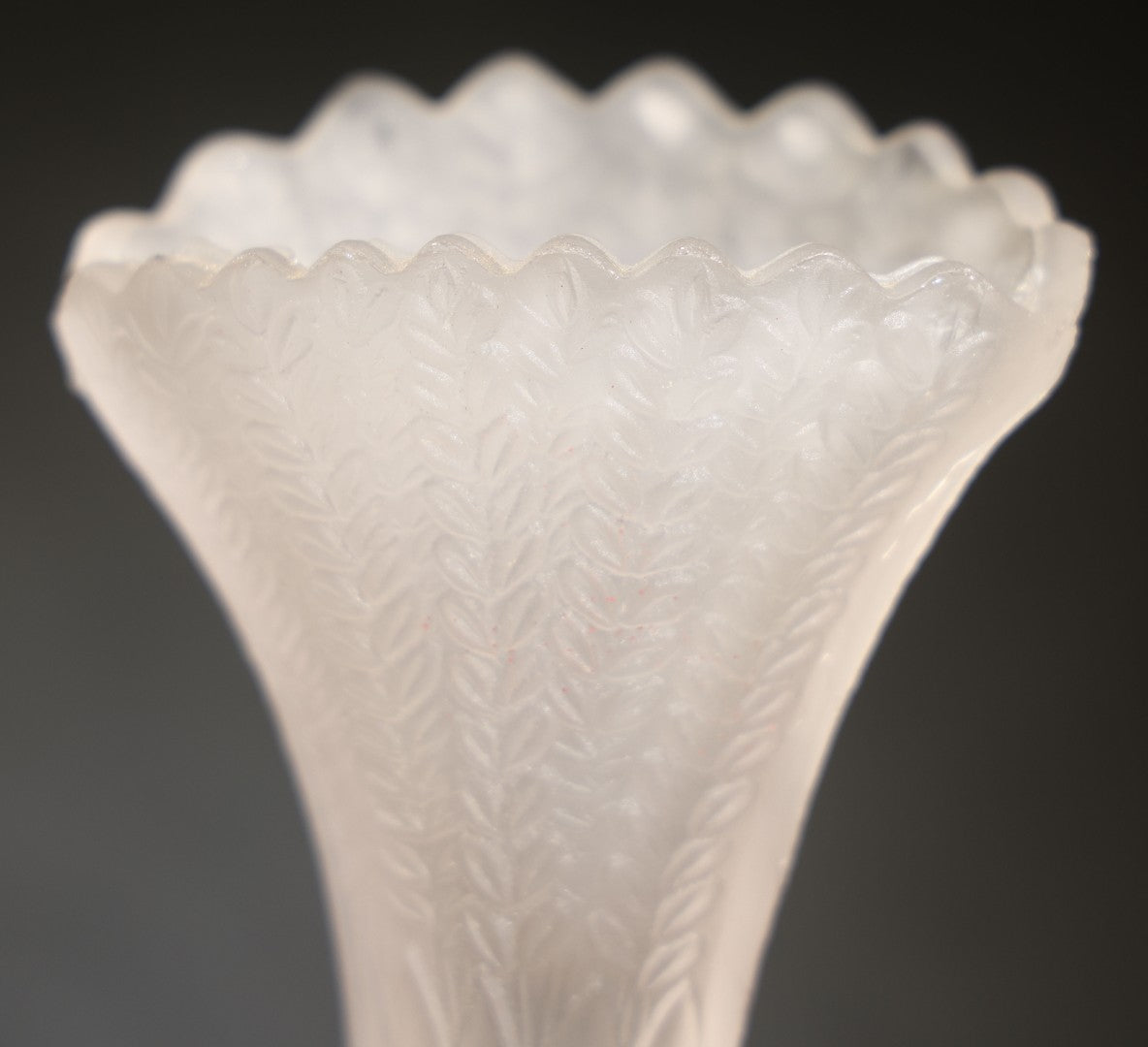 Antique Frosted Glass Hand and Cornucopia Centennial 1876 Commemorative Vase, note chips
