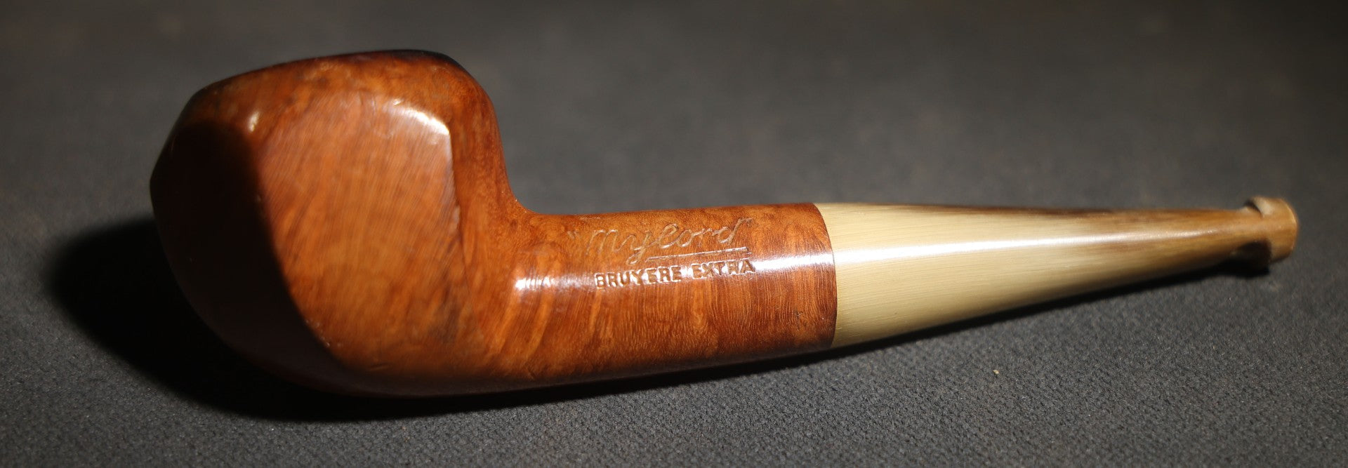 Vintage "Mylord" Bruyere Extra Tobacco Pipe with Hexagonal Briar Wood Bowl and Horn Stem