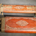 Lot 038 - Vintage Indian Carving Set in Pair of Carved Wood Cases with Large Fork, Knife and Six Steak Knives, 18" L