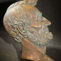 Lot 042 - Vintage cast metal Abraham Lincoln Profile Bust Relief Wall Plaque, Bearded Portrait Facing Right, 8" W x 12" H