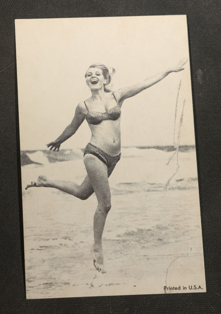 Grouping of 17 Vintage Bikini Pinup Arcade Cards Marked Printed in USA, Swimwear Photography