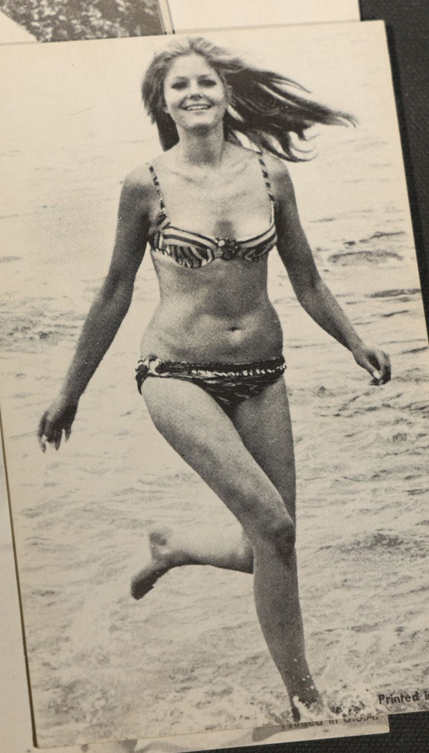 Grouping of 17 Vintage Bikini Pinup Arcade Cards Marked Printed in USA, Swimwear Photography
