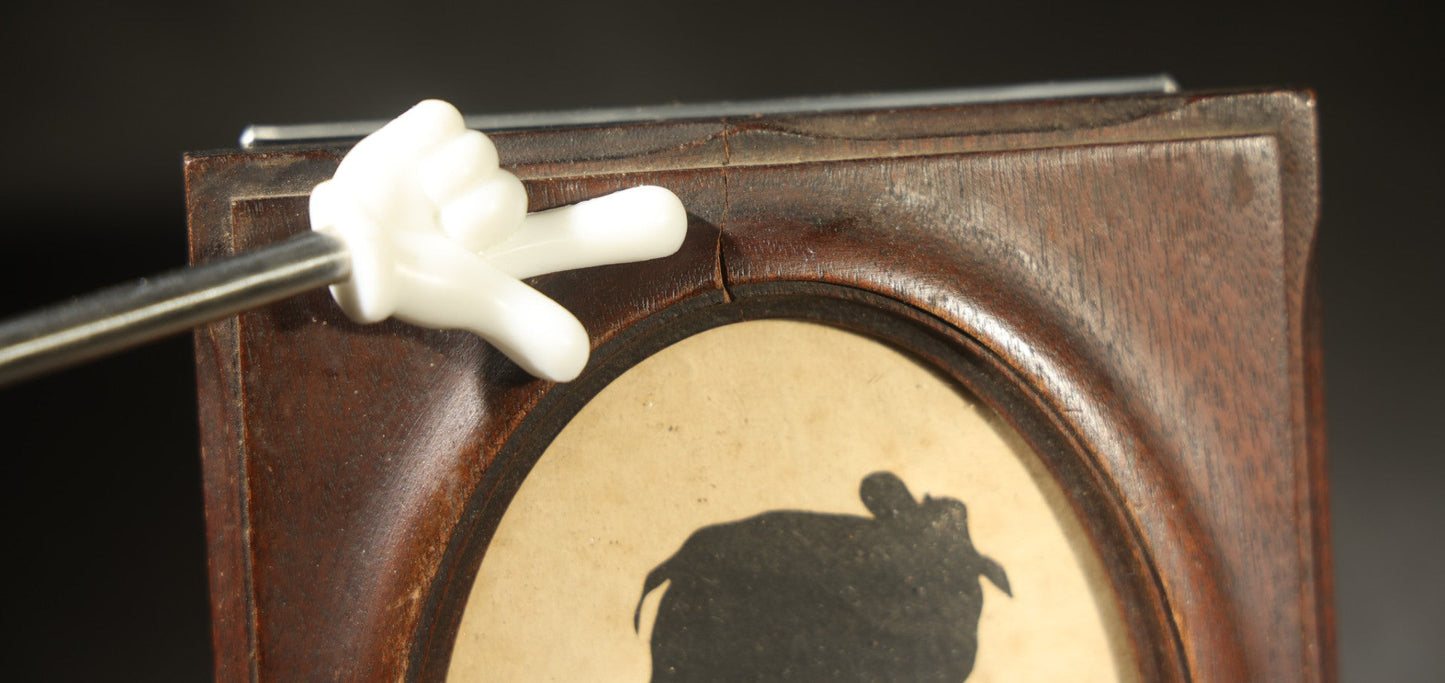 Antique Silhouette Portrait Bust Profile of a Woman in Oval Wood Frame