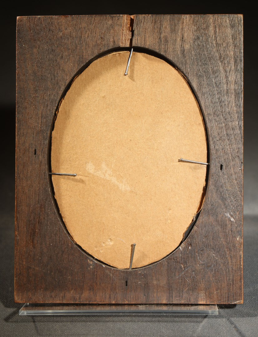 Antique Silhouette Portrait Bust Profile of a Woman in Oval Wood Frame