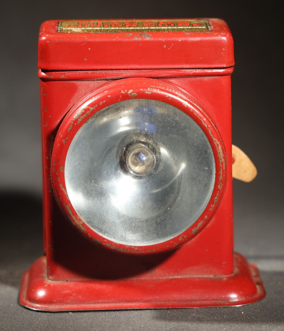 Vintage Niagara Junior Guide Red Metal Flashlight, Patented 1933, Niagara Searchlight Co., Niagara Falls, New York, Untested
