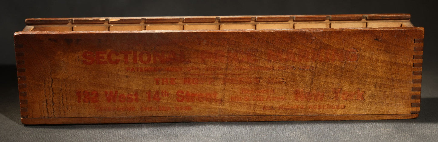 Pair of Antique Price Tag Number Sets in Wooden Storage Boxes, Patented July 1920
