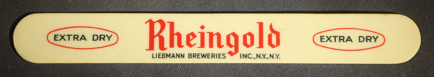 Pair of Vintage Advertising Items, Rheingold Beer Foam Scraper and Lion Head Motor Oil Pencil with real oil sample