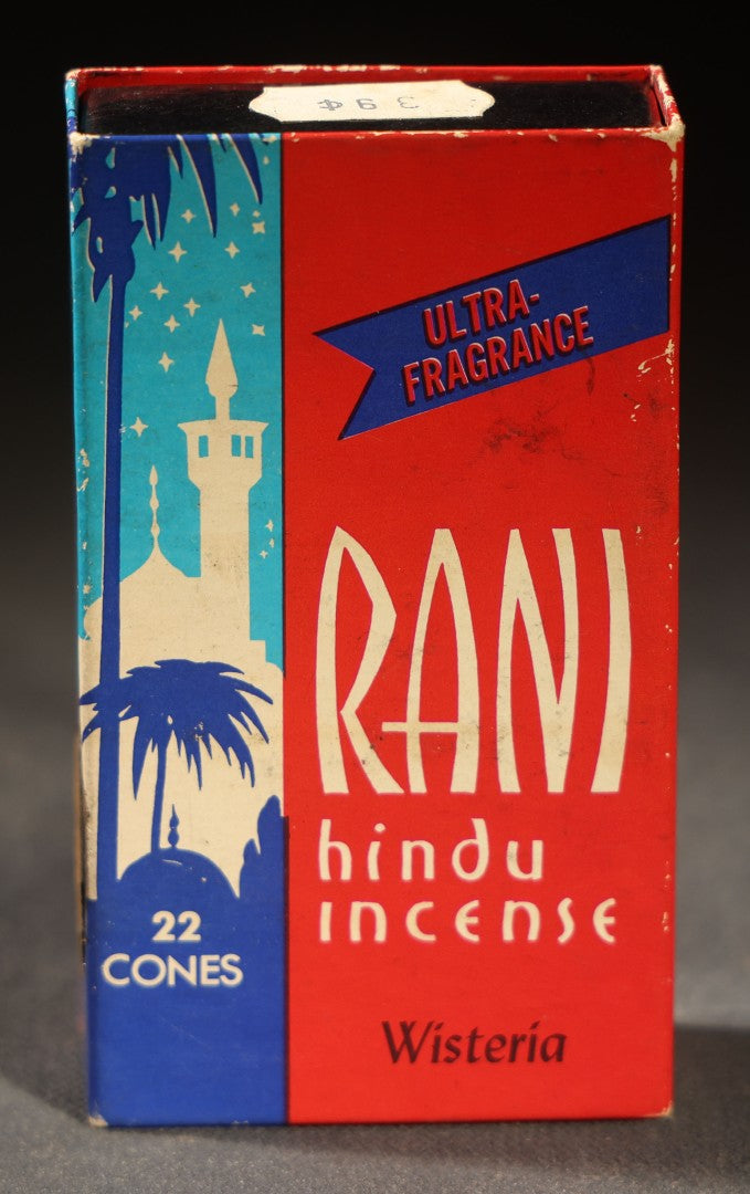 Trio of Vintage Novelty Boxes including Rani Hindu Incense Room Deodorant by Hindu Incense Chicago 1974, Snappy Stunts Adult Party Game by A. Master Brooklyn, and Select Confections by Universal Salesman Co.