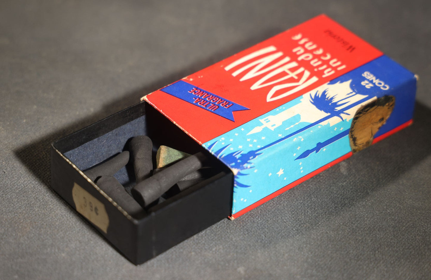 Trio of Vintage Novelty Boxes including Rani Hindu Incense Room Deodorant by Hindu Incense Chicago 1974, Snappy Stunts Adult Party Game by A. Master Brooklyn, and Select Confections by Universal Salesman Co.
