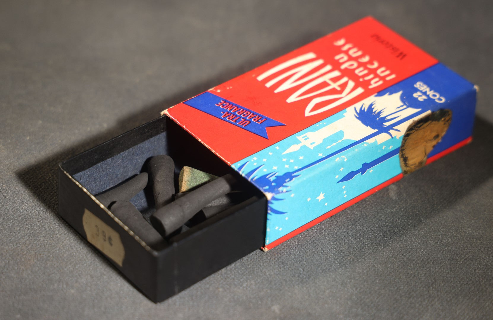 Trio of Vintage Novelty Boxes including Rani Hindu Incense Room Deodorant by Hindu Incense Chicago 1974, Snappy Stunts Adult Party Game by A. Master Brooklyn, and Select Confections by Universal Salesman Co.