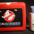 Lot 065 - Vintage Ghostbusters Lunchbox and Thermos Set, "The Real Ghostbusters" Animated Series, Red Plastic with No-Ghost Logo, Thermos Brand, 1986