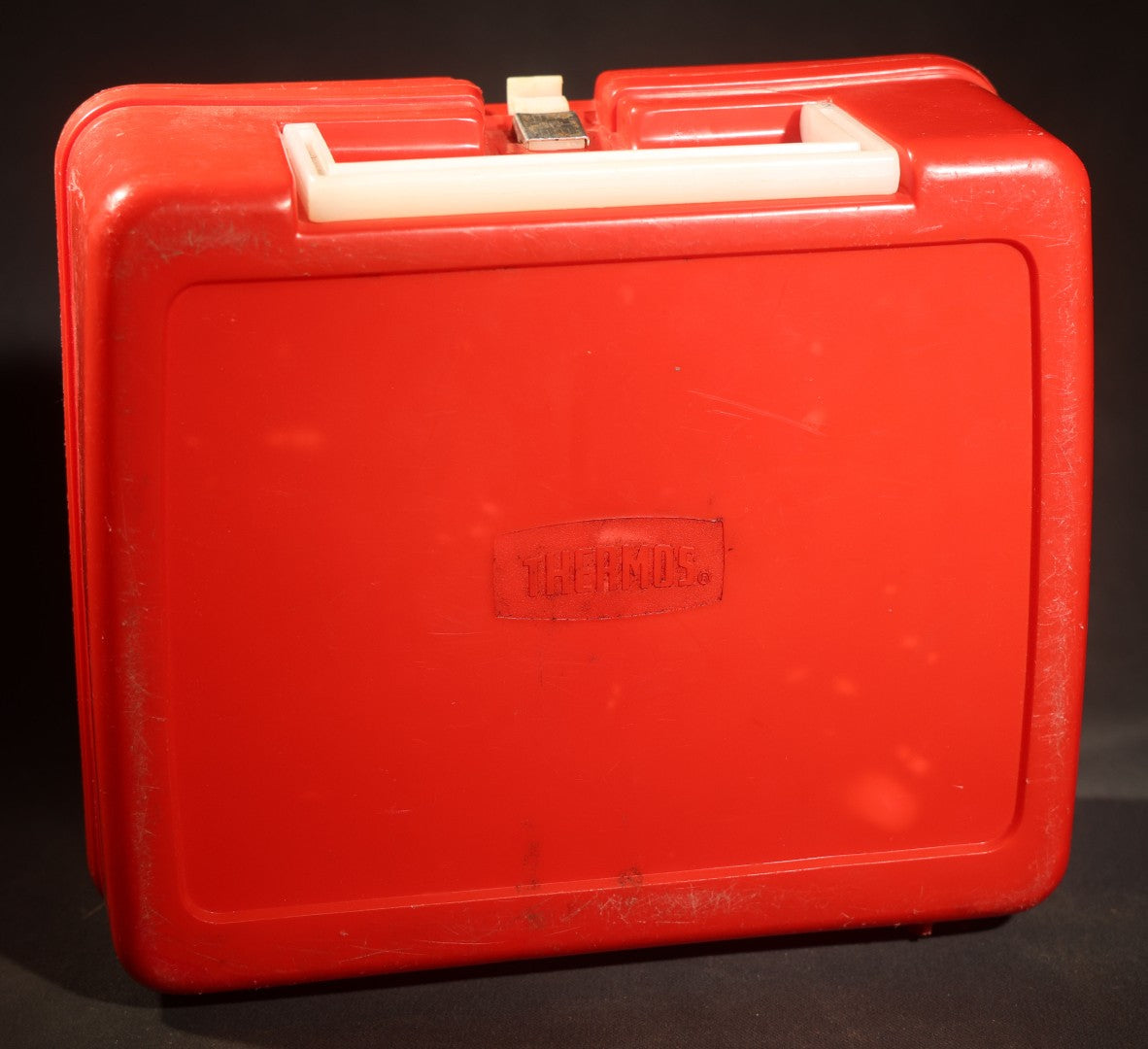 Vintage Ghostbusters Lunchbox and Thermos Set, "The Real Ghostbusters" Animated Series, Red Plastic with No-Ghost Logo, Thermos Brand, 1986