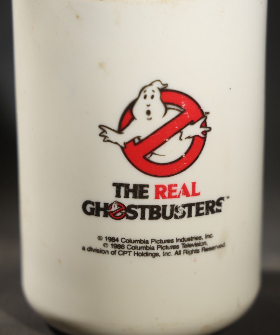 Vintage Ghostbusters Lunchbox and Thermos Set, "The Real Ghostbusters" Animated Series, Red Plastic with No-Ghost Logo, Thermos Brand, 1986