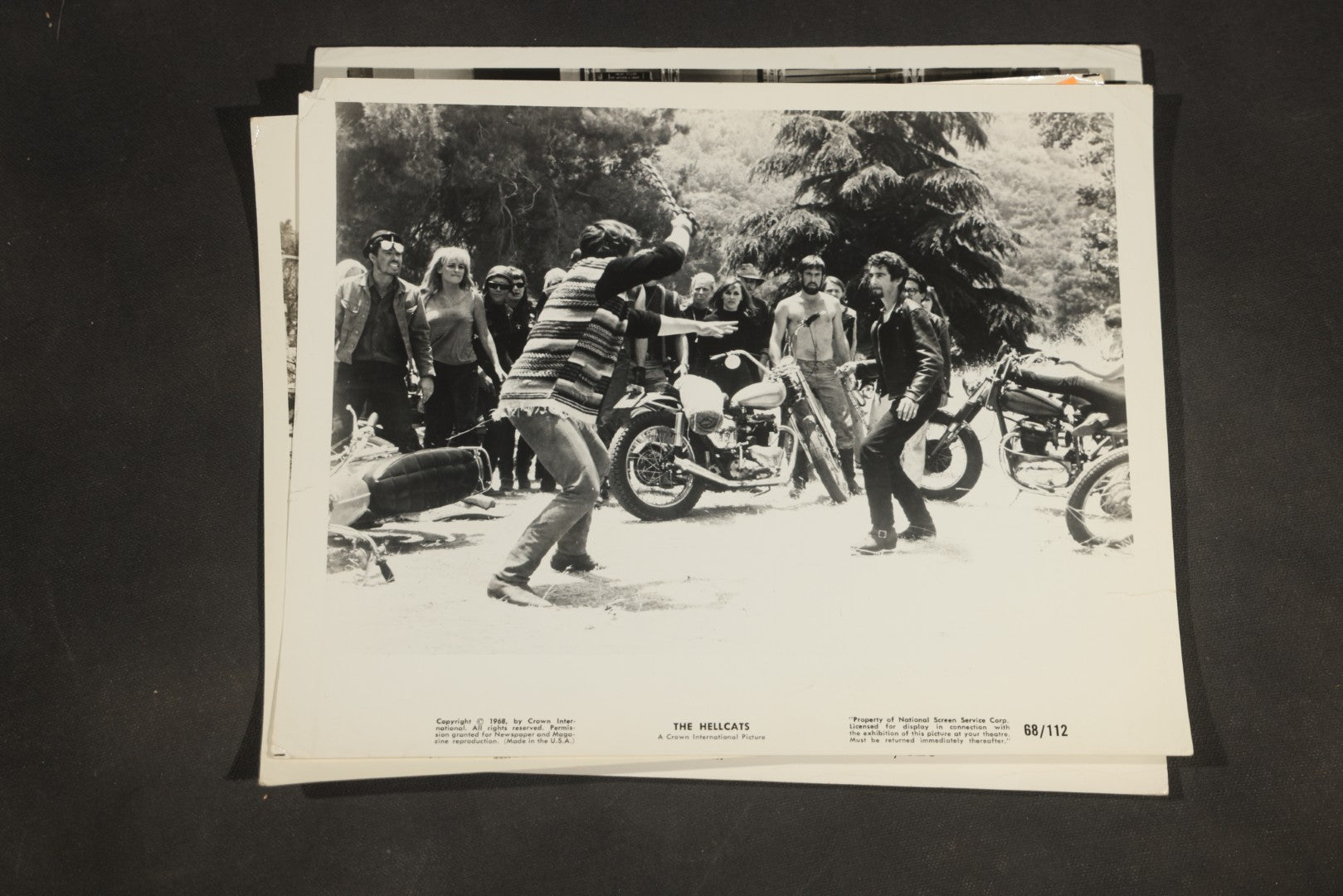 Grouping of Six Vintage Motorcycle Film Promotional Photographs including "The Wild Rebels," "C.C. and Company," "The Hellcats," 1960s-1970s