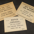 Lot 072 - Trio of Vintage Humorous Office Signs including "Dazzle Them with Brilliance", "Give Thanks for Inflation", and "Notice Employees", Put-Ups by McLellan's
