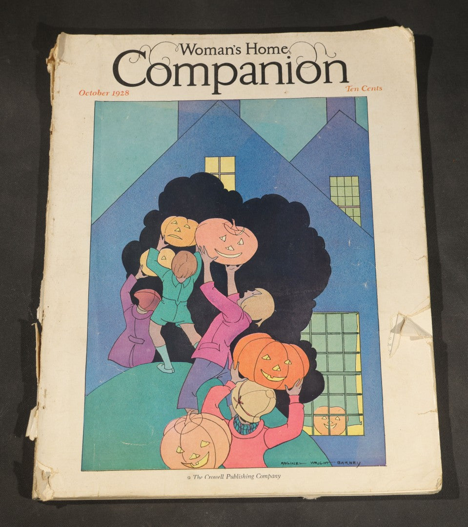 Vintage "Woman's Home Companion" Women's Magazine October 1928, Halloween Cover with Children and Jack-O-Lanterns, The Crowell Publishing Company