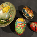 Lot 077 - Grouping of four Vintage Paper Easter Eggs including Chicks and Rabbits, Three Marked Germany, one Western Germany