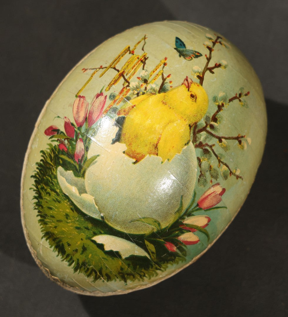 Grouping of four Vintage Paper Easter Eggs including Chicks and Rabbits, Three Marked Germany, one Western Germany