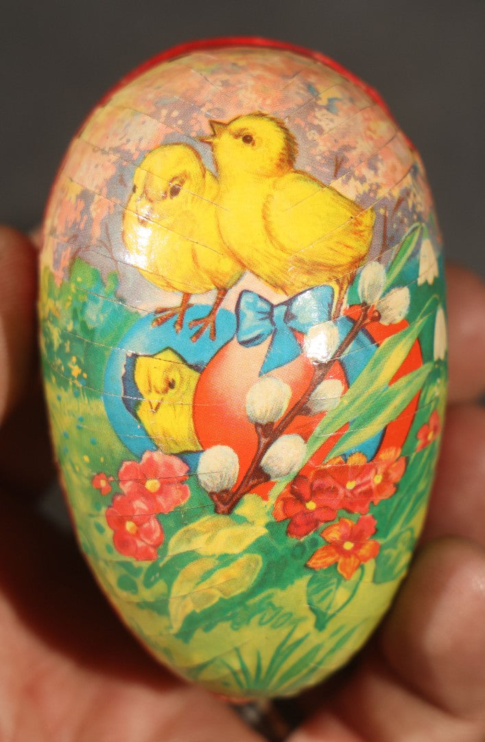 Grouping of four Vintage Paper Easter Eggs including Chicks and Rabbits, Three Marked Germany, one Western Germany