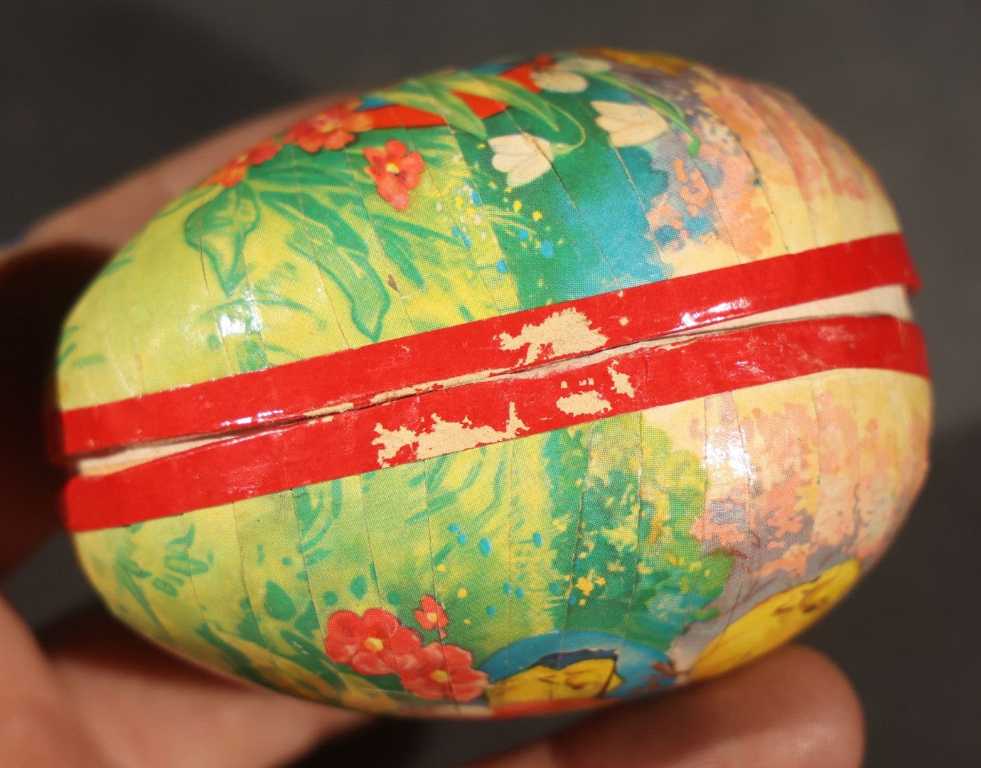 Grouping of four Vintage Paper Easter Eggs including Chicks and Rabbits, Three Marked Germany, one Western Germany