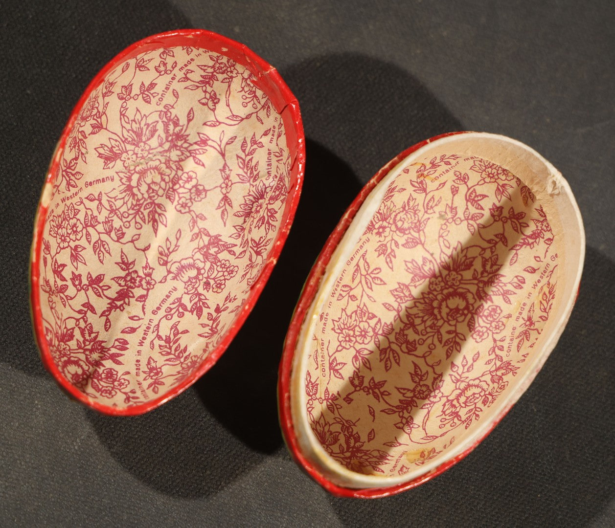 Grouping of four Vintage Paper Easter Eggs including Chicks and Rabbits, Three Marked Germany, one Western Germany