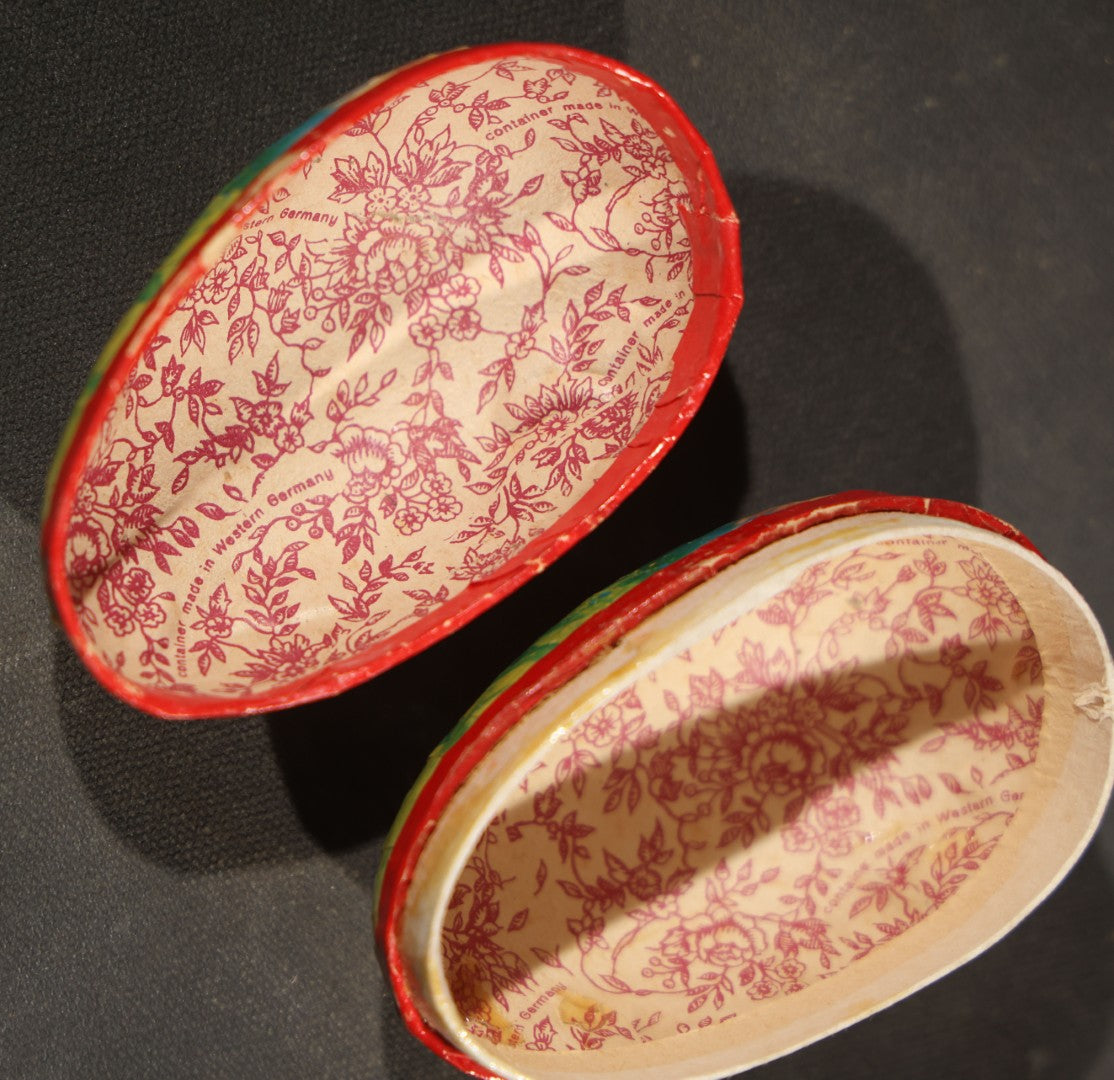Grouping of four Vintage Paper Easter Eggs including Chicks and Rabbits, Three Marked Germany, one Western Germany