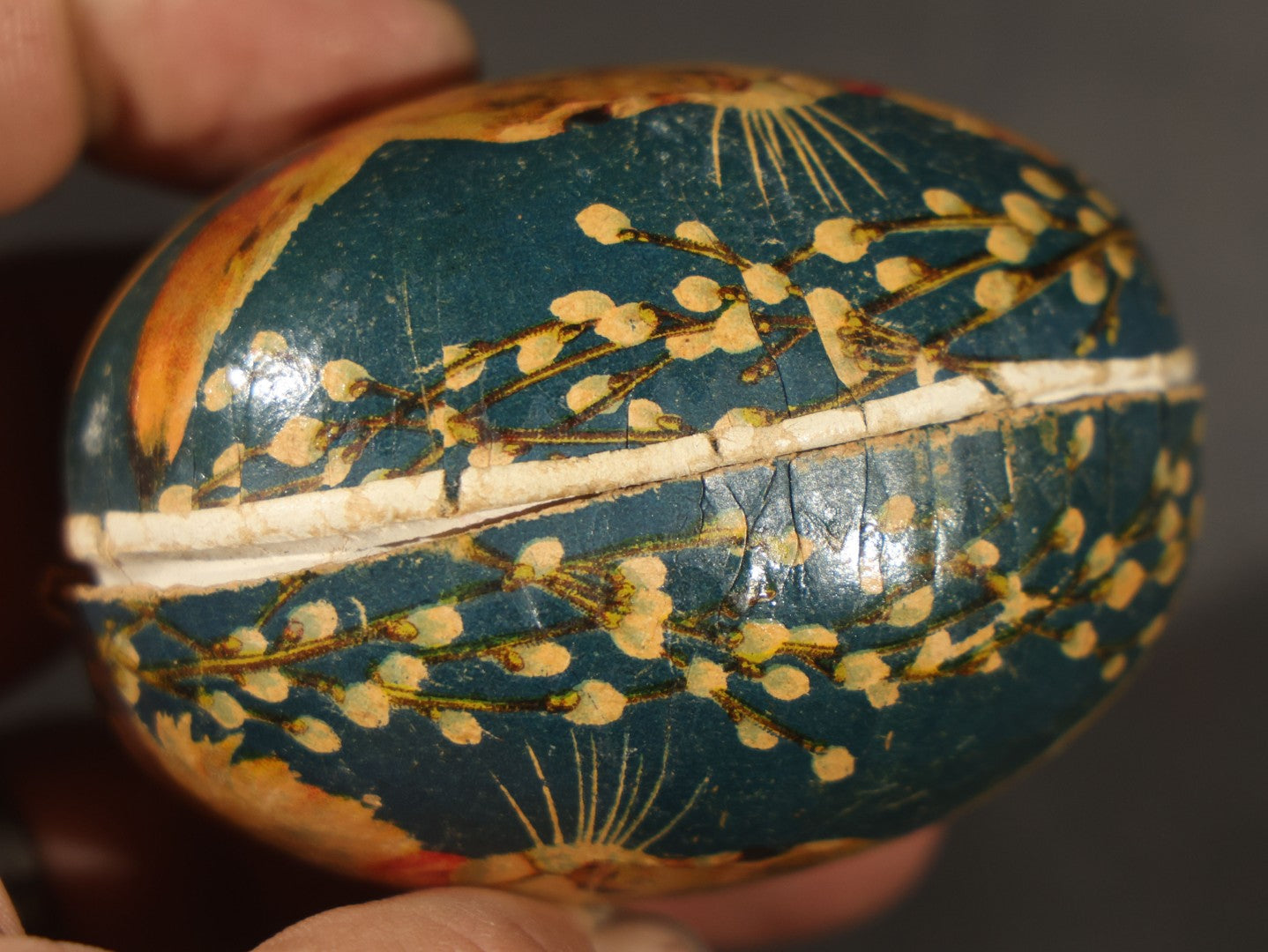 Grouping of four Vintage Paper Easter Eggs including Chicks and Rabbits, Three Marked Germany, one Western Germany