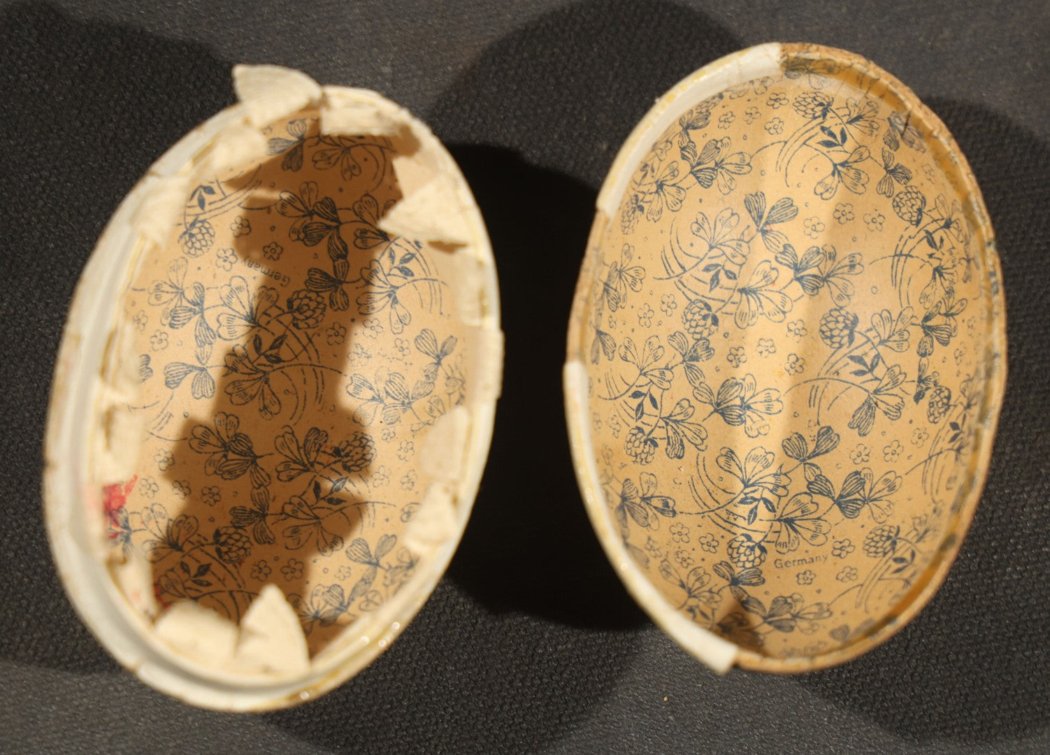 Grouping of four Vintage Paper Easter Eggs including Chicks and Rabbits, Three Marked Germany, one Western Germany