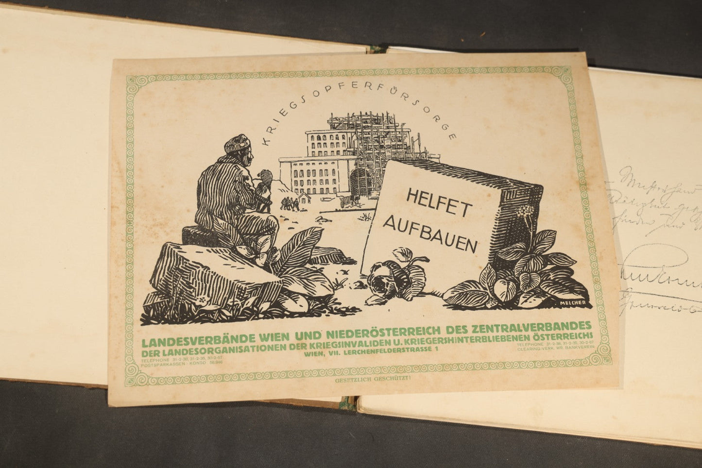 "Ernstes & Heiteres aus dem Weltkrieg" ("Serious and Humorous from the World War") Antique World War One Illustrated Folio Book by Ernst Kutzer, Vienna