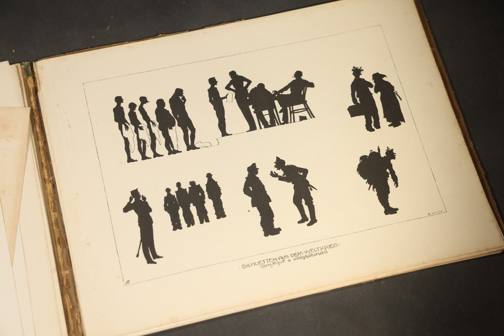 "Ernstes & Heiteres aus dem Weltkrieg" ("Serious and Humorous from the World War") Antique World War One Illustrated Folio Book by Ernst Kutzer, Vienna
