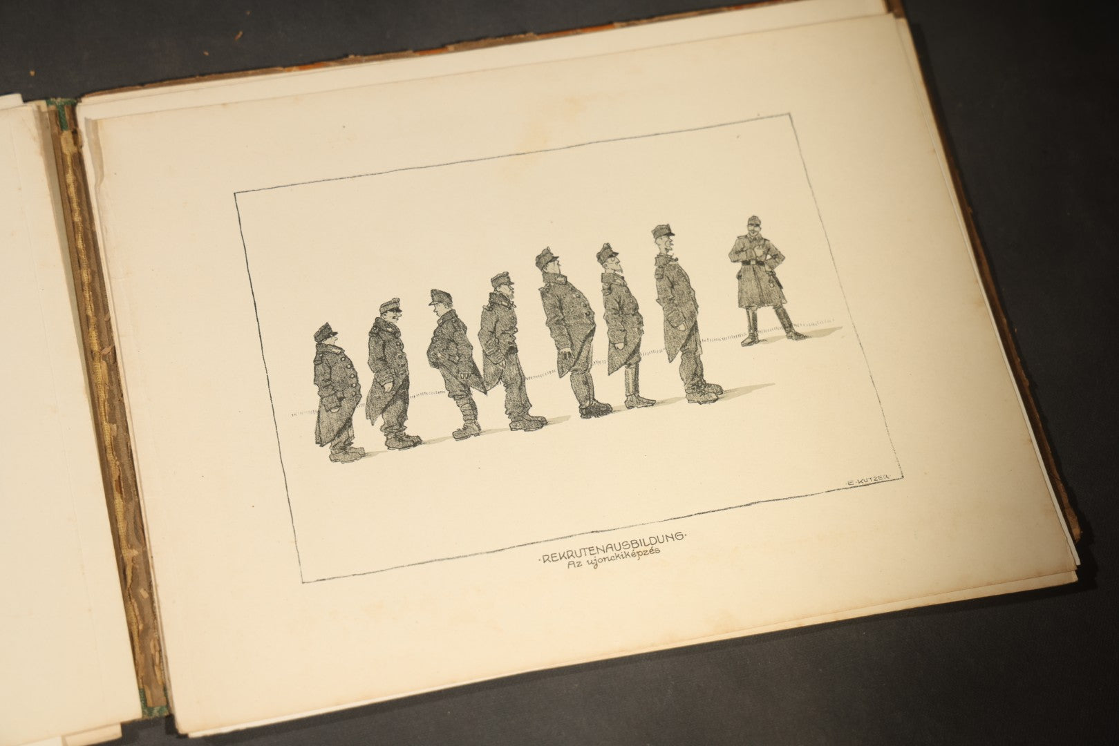 "Ernstes & Heiteres aus dem Weltkrieg" ("Serious and Humorous from the World War") Antique World War One Illustrated Folio Book by Ernst Kutzer, Vienna