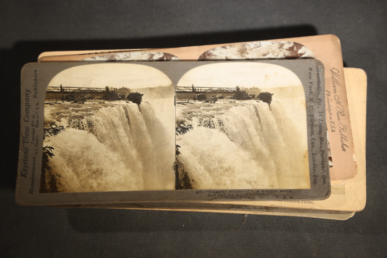 Grouping of 30+ Antique photographic Stereoview Cards including Buildings, Landscapes, Architecture, and more