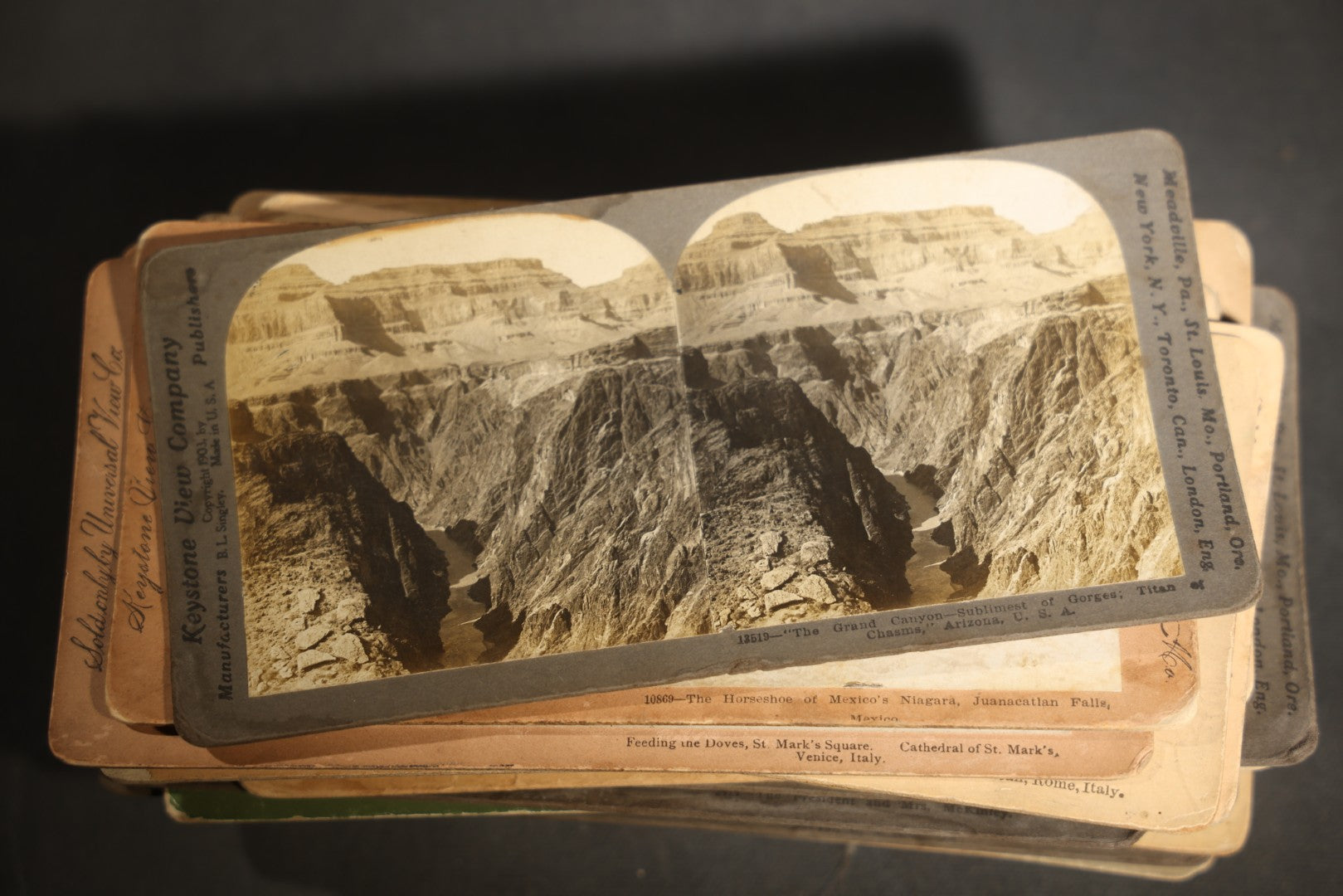 Grouping of 30+ Antique photographic Stereoview Cards including Buildings, Landscapes, Architecture, and more