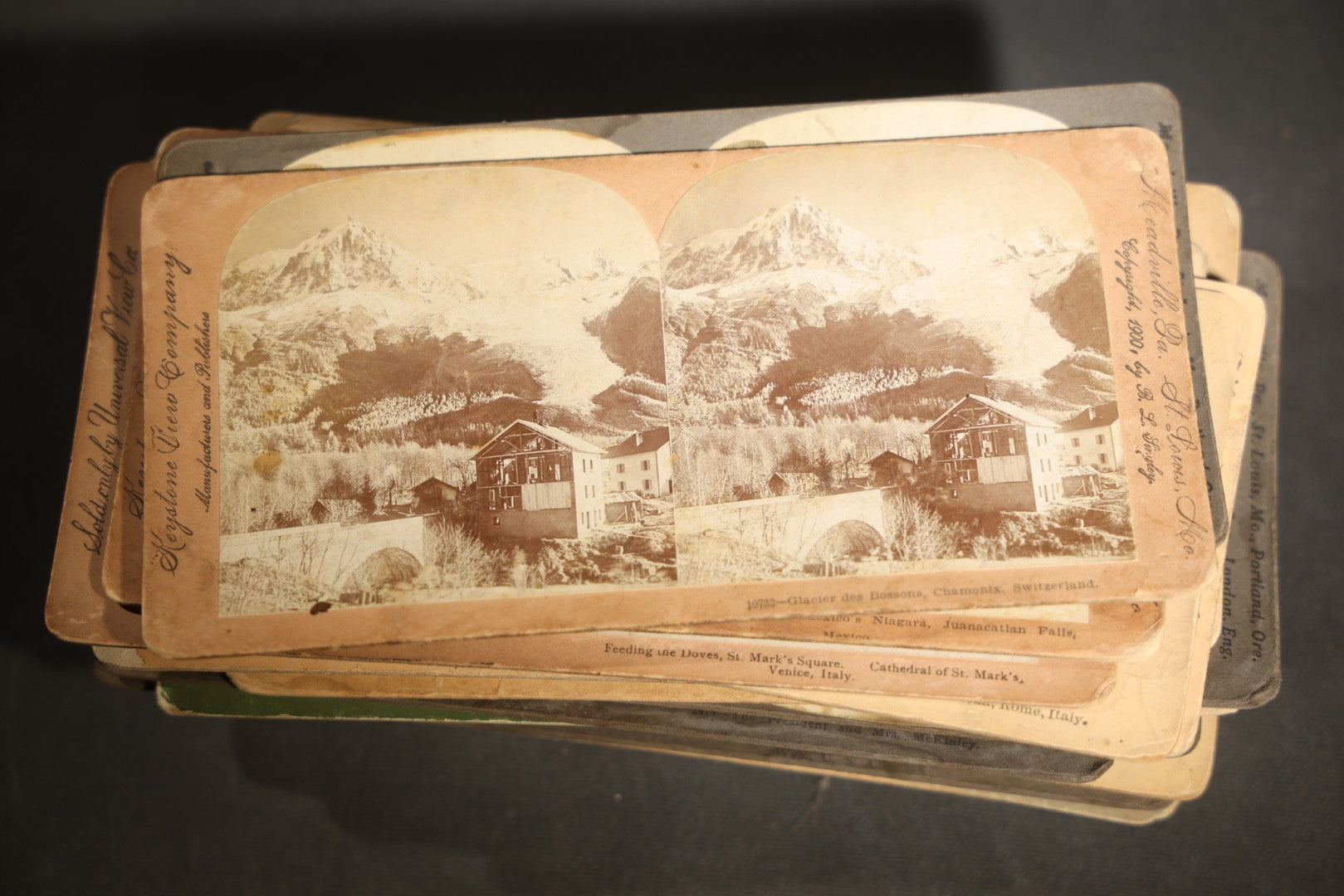 Grouping of 30+ Antique photographic Stereoview Cards including Buildings, Landscapes, Architecture, and more