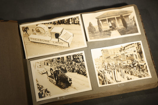 Antique Snapshot Photo Album Containing 200+ Snapshot Photographs, California Road Trip and Cross Country Travel Including Los Angeles, San Francisco, Catalina Island, Washington D.C., Niagara Falls, 1926-1930