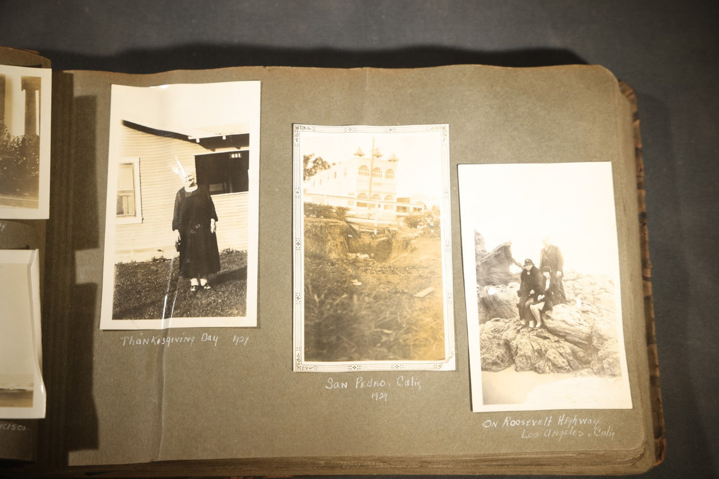 Antique Snapshot Photo Album Containing 200+ Snapshot Photographs, California Road Trip and Cross Country Travel Including Los Angeles, San Francisco, Catalina Island, Washington D.C., Niagara Falls, 1926-1930