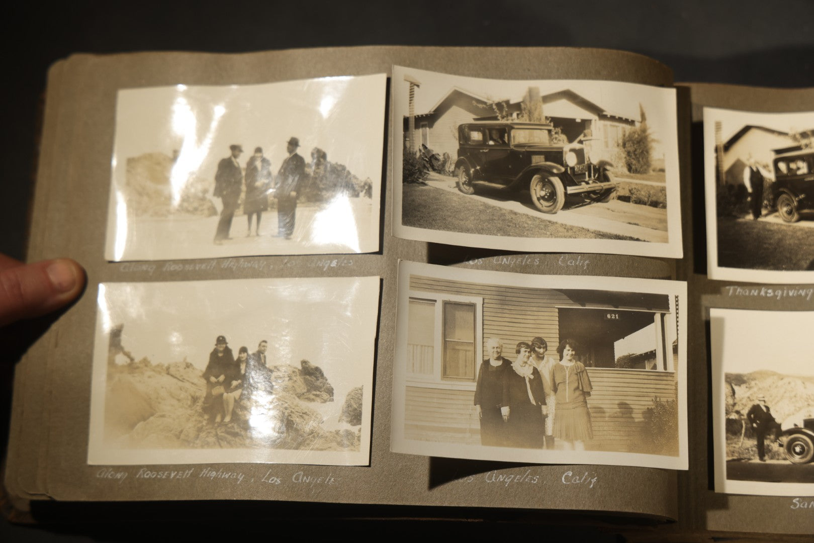 Antique Snapshot Photo Album Containing 200+ Snapshot Photographs, California Road Trip and Cross Country Travel Including Los Angeles, San Francisco, Catalina Island, Washington D.C., Niagara Falls, 1926-1930