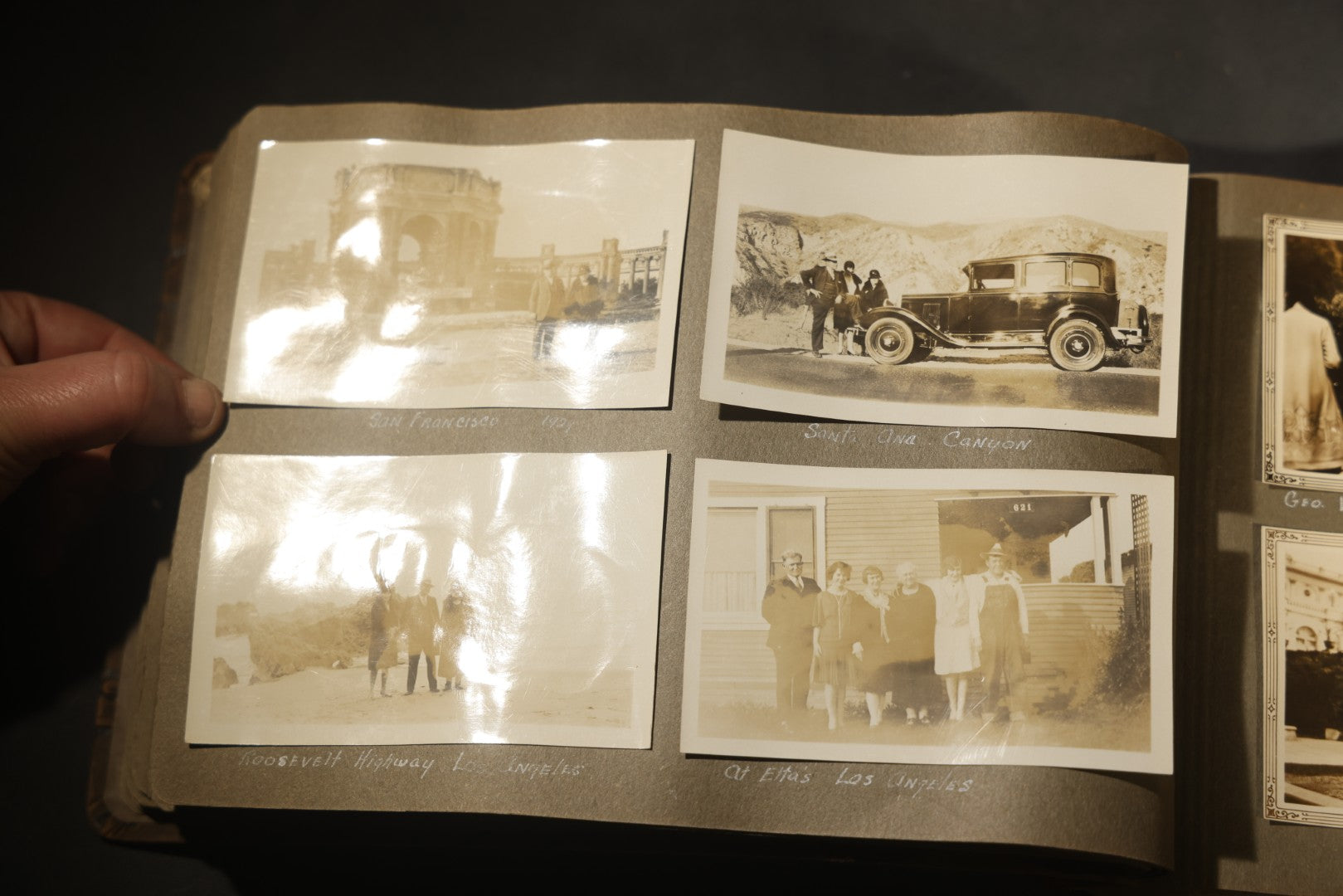 Antique Snapshot Photo Album Containing 200+ Snapshot Photographs, California Road Trip and Cross Country Travel Including Los Angeles, San Francisco, Catalina Island, Washington D.C., Niagara Falls, 1926-1930