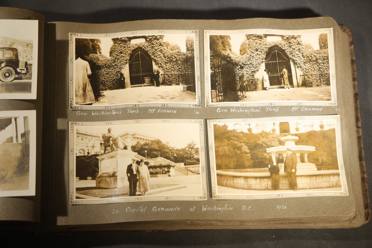 Antique Snapshot Photo Album Containing 200+ Snapshot Photographs, California Road Trip and Cross Country Travel Including Los Angeles, San Francisco, Catalina Island, Washington D.C., Niagara Falls, 1926-1930