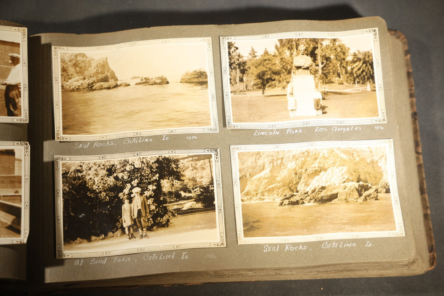 Antique Snapshot Photo Album Containing 200+ Snapshot Photographs, California Road Trip and Cross Country Travel Including Los Angeles, San Francisco, Catalina Island, Washington D.C., Niagara Falls, 1926-1930