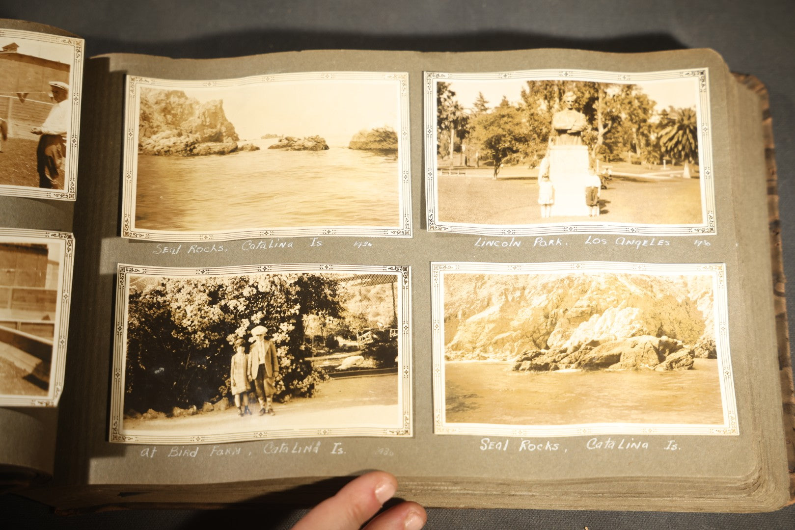 Antique Snapshot Photo Album Containing 200+ Snapshot Photographs, California Road Trip and Cross Country Travel Including Los Angeles, San Francisco, Catalina Island, Washington D.C., Niagara Falls, 1926-1930