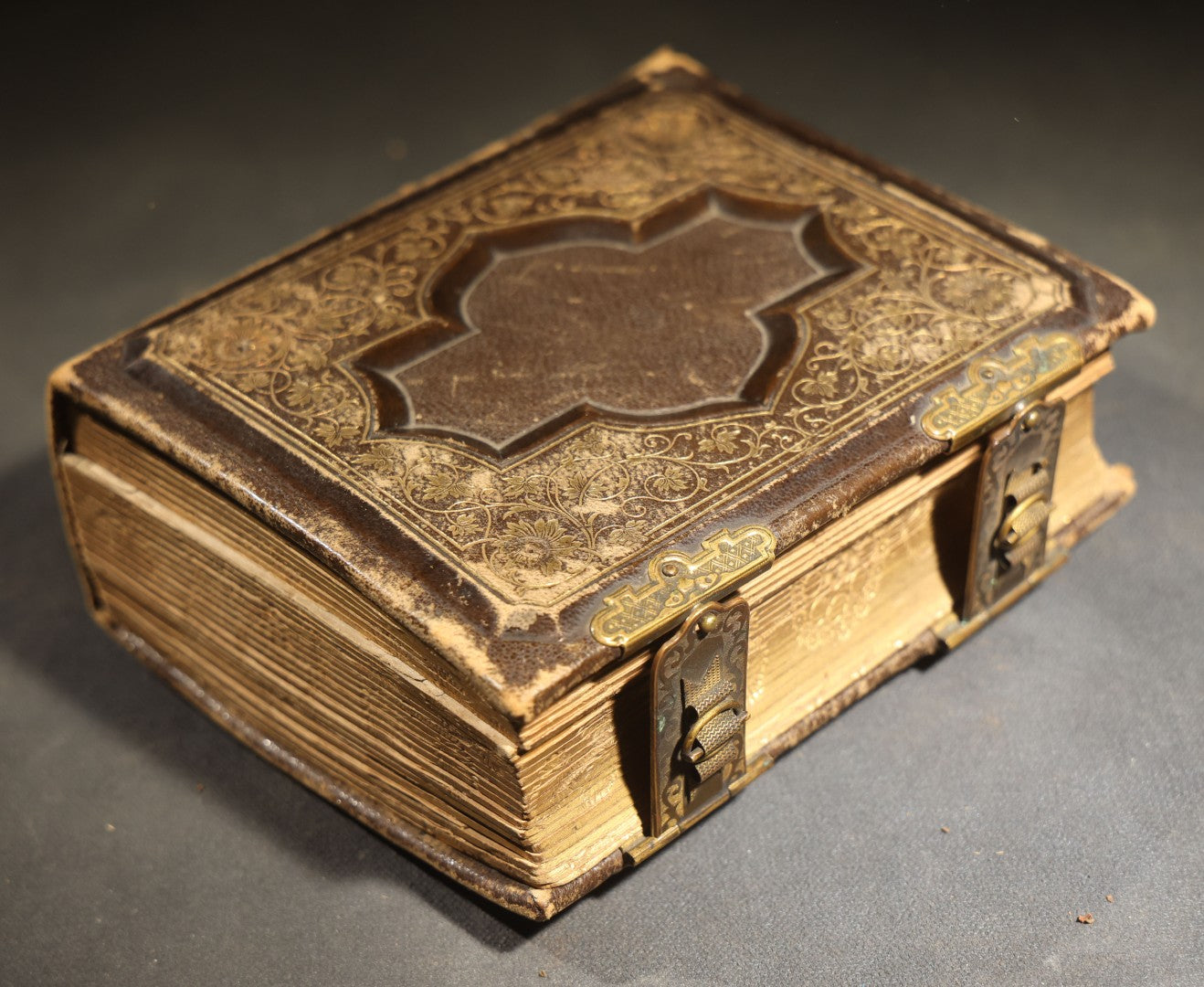 Antique Portrait Photo Album Containing 15 Tintype Photographs and 29 C.D.V. Photographs, Including Hand-Tinted Tintype Examples, note binding in poor condition