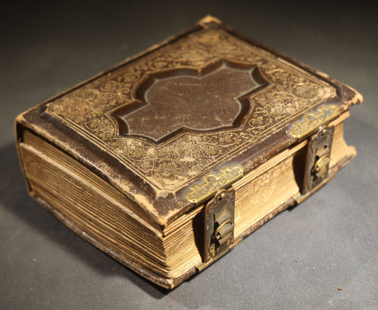 Antique Portrait Photo Album Containing 15 Tintype Photographs and 29 C.D.V. Photographs, Including Hand-Tinted Tintype Examples, note binding in poor condition
