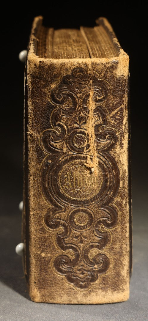 Antique Portrait Photo Album Containing 15 Tintype Photographs and 29 C.D.V. Photographs, Including Hand-Tinted Tintype Examples, note binding in poor condition