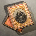 Lot 092 - Antique 1/9th Plate Tintype Photograph of a Seated Baby in Split Leatherette Union Case